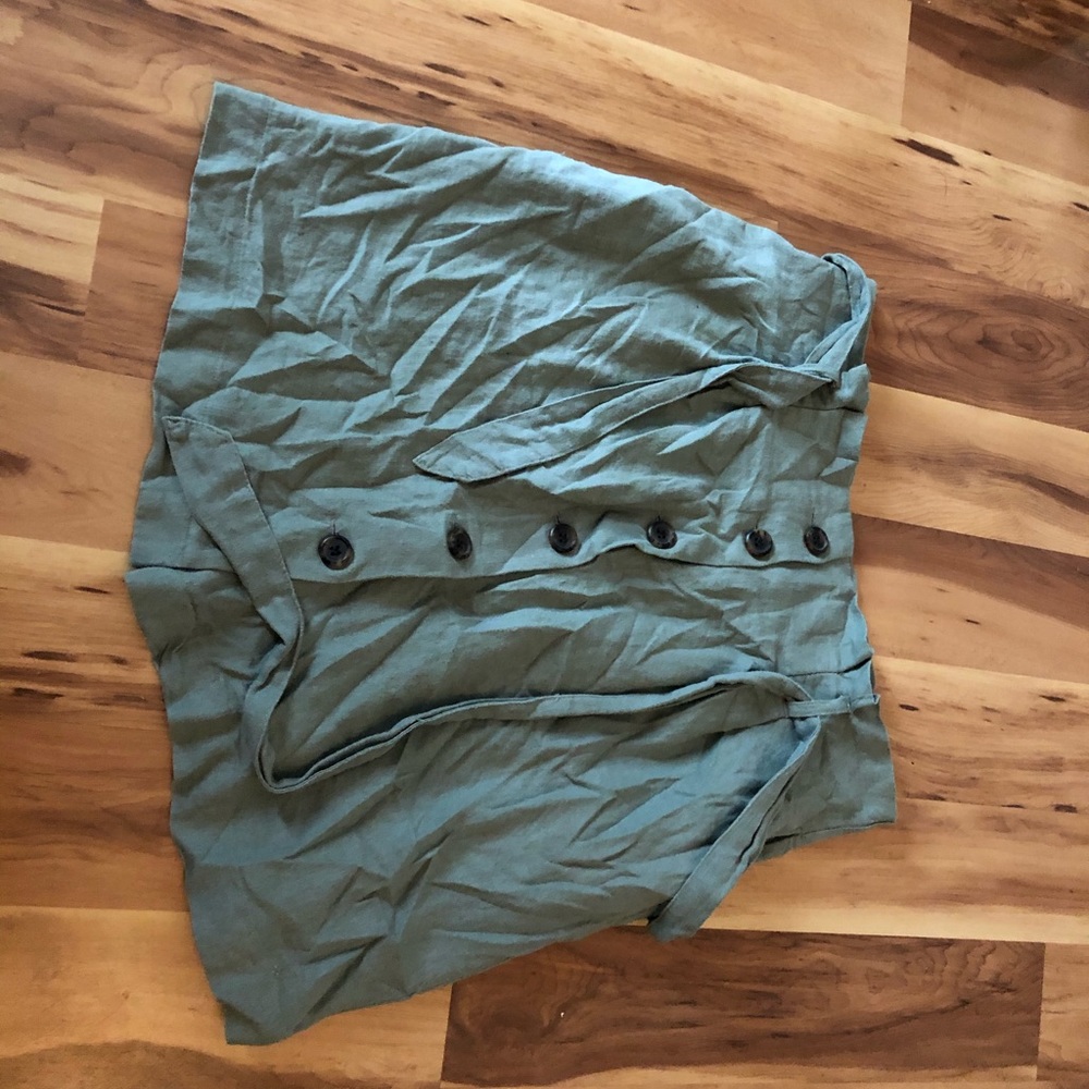 Olive green button up skirt